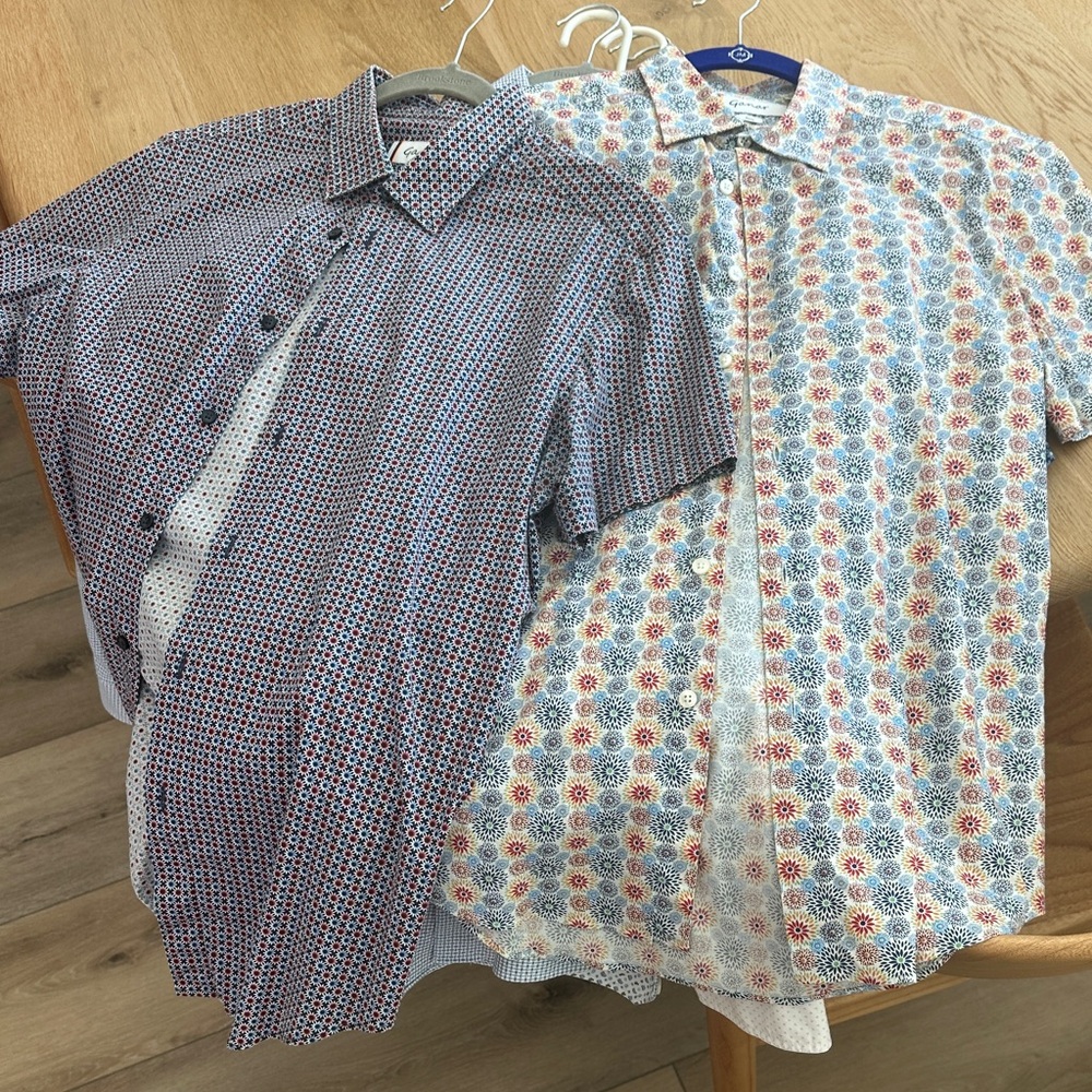 Italian Cotton Men's Casual Button Down Shirt - Multicolor Pattern slim fit